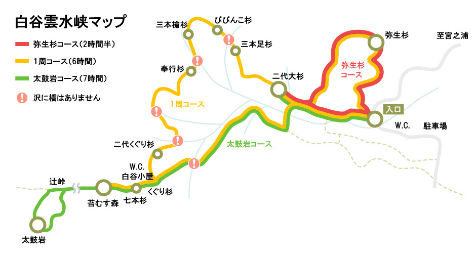 白谷雲水峡コースマップ